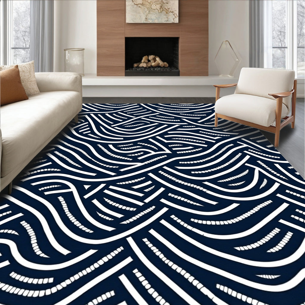 Abstract Wavy Line Pattern Rug