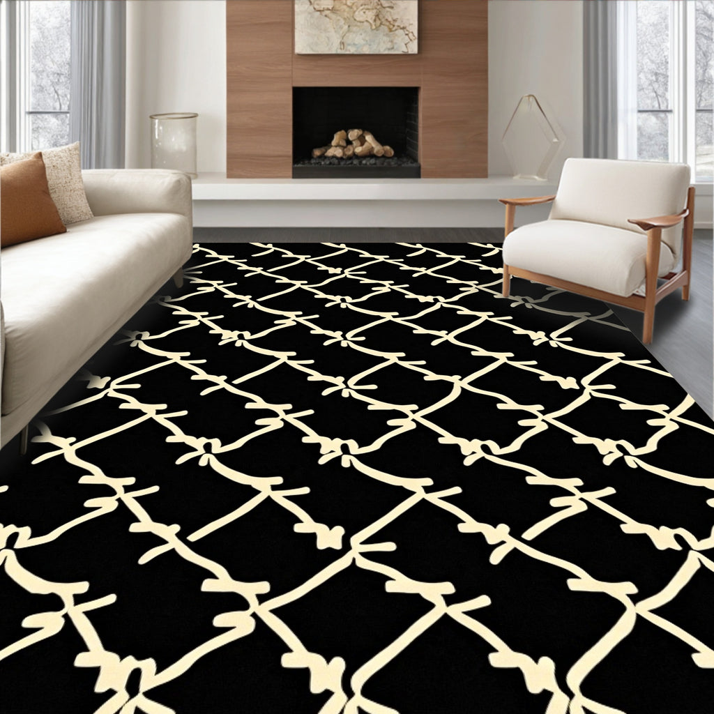 Abstract Chain Link Pattern Rug