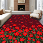 Red Floral Garden Pattern Rug