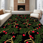 Vibrant Red Berry Evergreen Garland Rug
