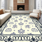 Classic Blue Floral Repeating Pattern Rug