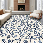 Vintage Navy Floral Vines Rug