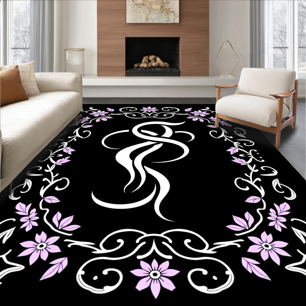 Elegant Floral Scrollwork Abstract Design Rug