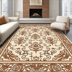 Ornate Floral Damask Scroll Pattern Rug