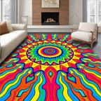 Vibrant Psychedelic Mandala Pattern Rug