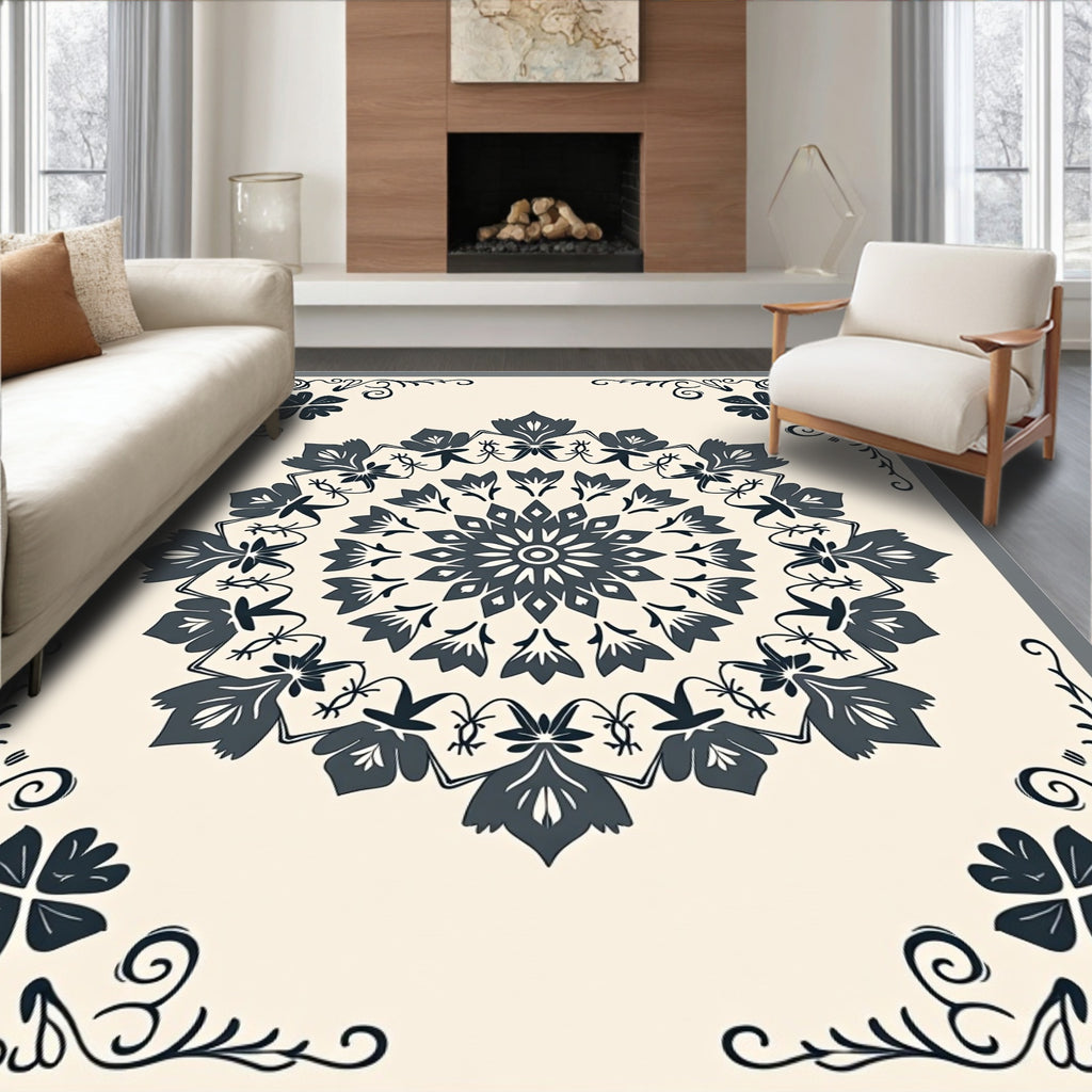 Vintage Floral Mandala Pattern Rug