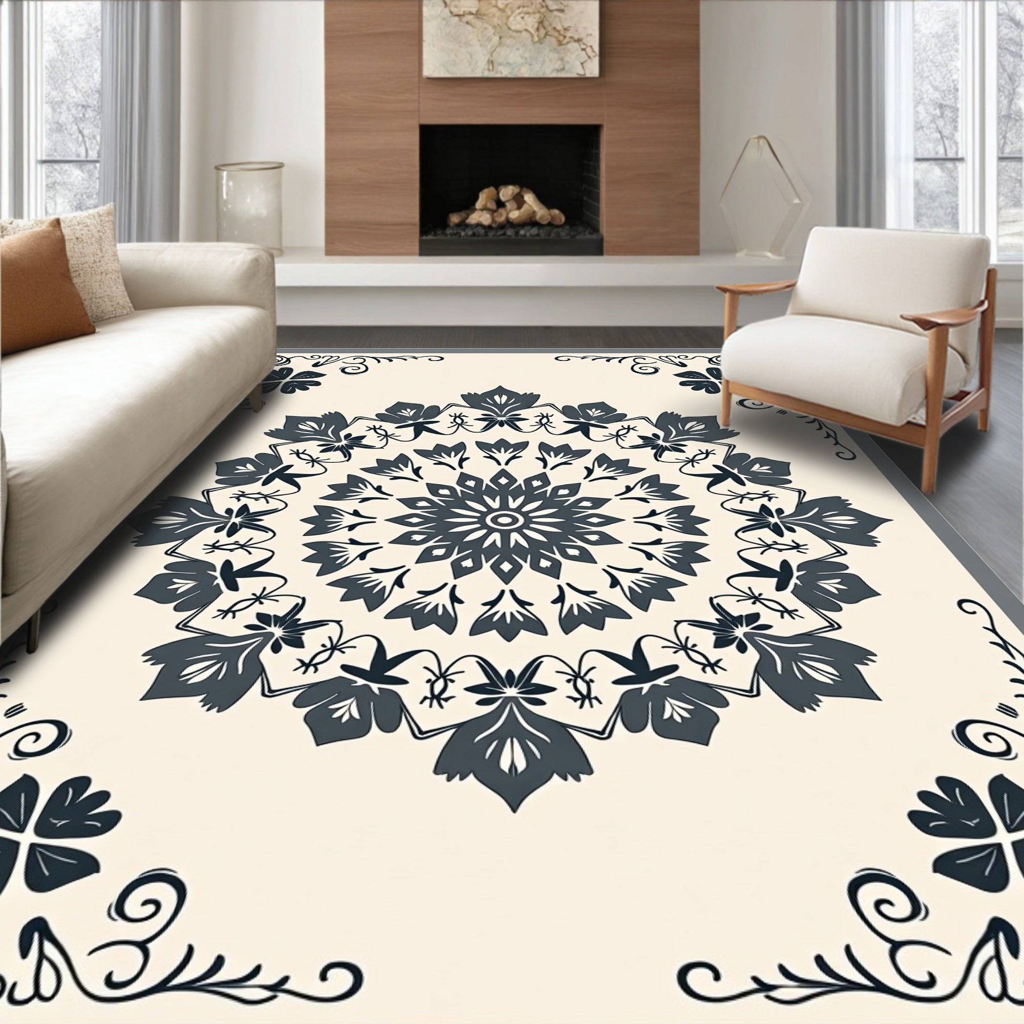Vintage Floral Mandala Pattern Rug