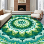 Green Emerald Kaleidoscope Pattern Rug
