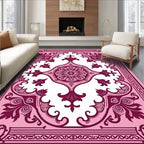 Dainty Pink Floral Medallion Frame Rug