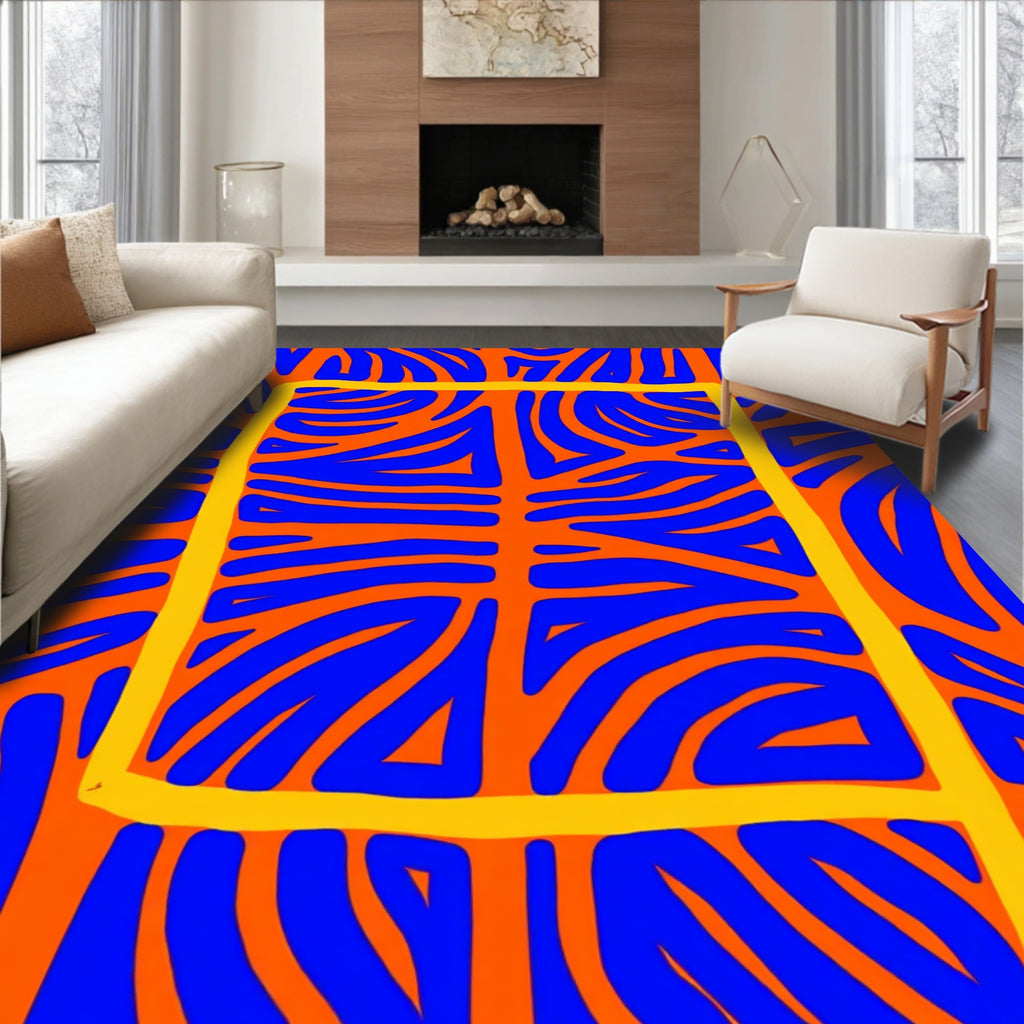 Bold Abstract Lines Square Pattern Rug