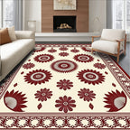 Radiant Sunburst Floral Border Design Rug