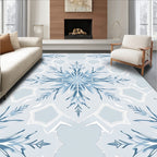 Delicate Blue Snowflake Mandala Pattern Rug