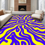 Vivid Yellow And Blue Swirl Design Rug