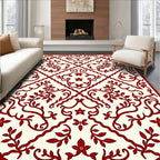 Red Floral Vine Patterned Rug