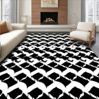 Gothic Black White Diamond Pattern Rug