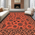 Intricate Floral Pattern Bordered Rug