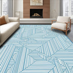 Abstract Geometric Lines Indigo Design Rug