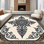 Elegant Black Gold Abstract Floral Rug