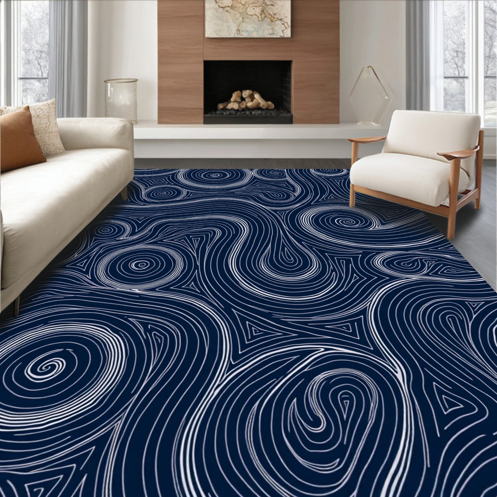Abstract Swirls and Triangle Pattern Rug
