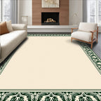 Elegant Green Floral Border Rug
