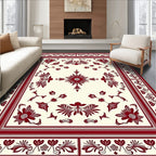 Red Floral Medallion Border Rug