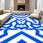 Bold Abstract Blue Geometric Design Rug