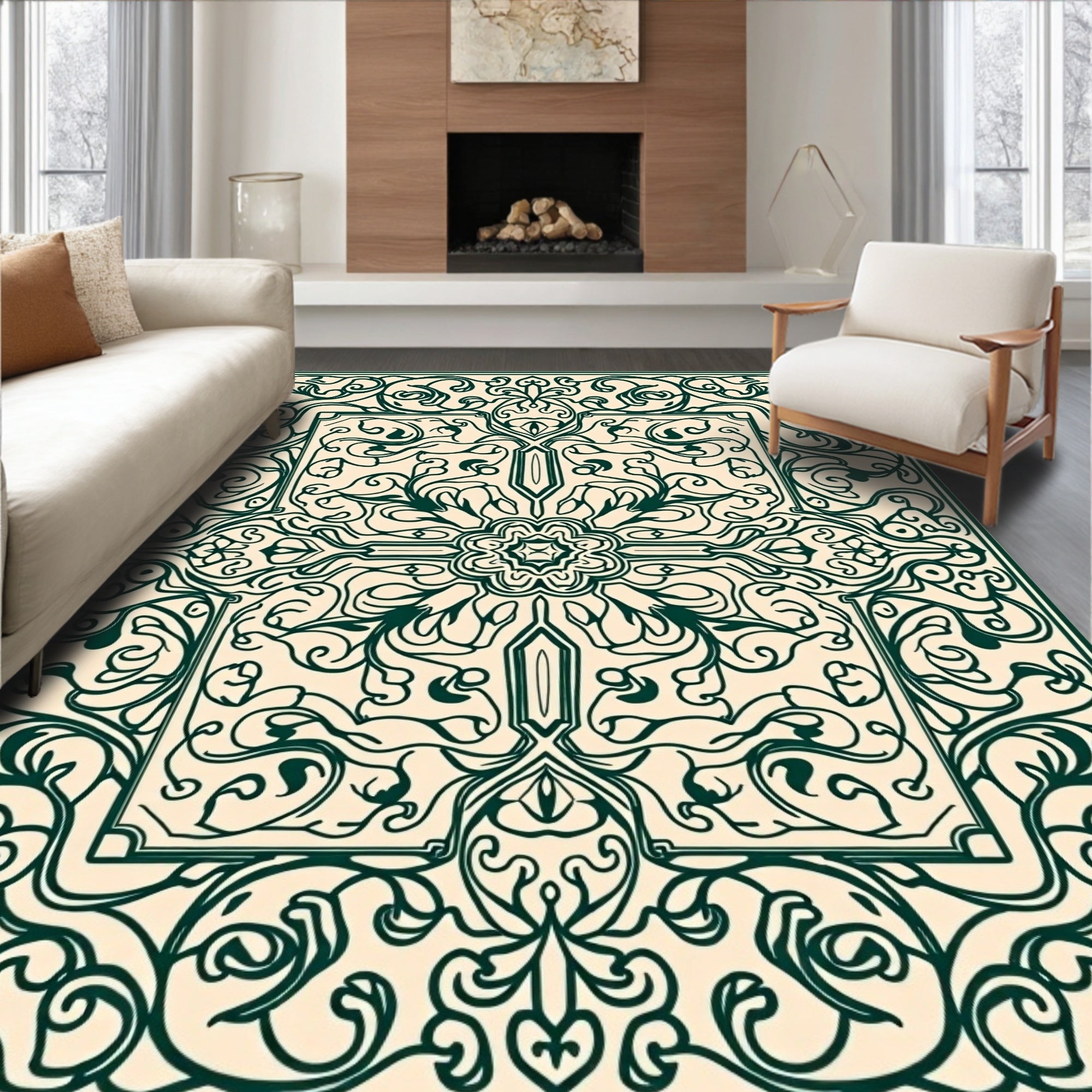 Ornate Floral Medallion Pattern Rug
