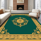 Ornate Gold Medallion Border Design Rug