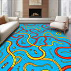 Blue Red Yellow Intertwined Road Layout Rug