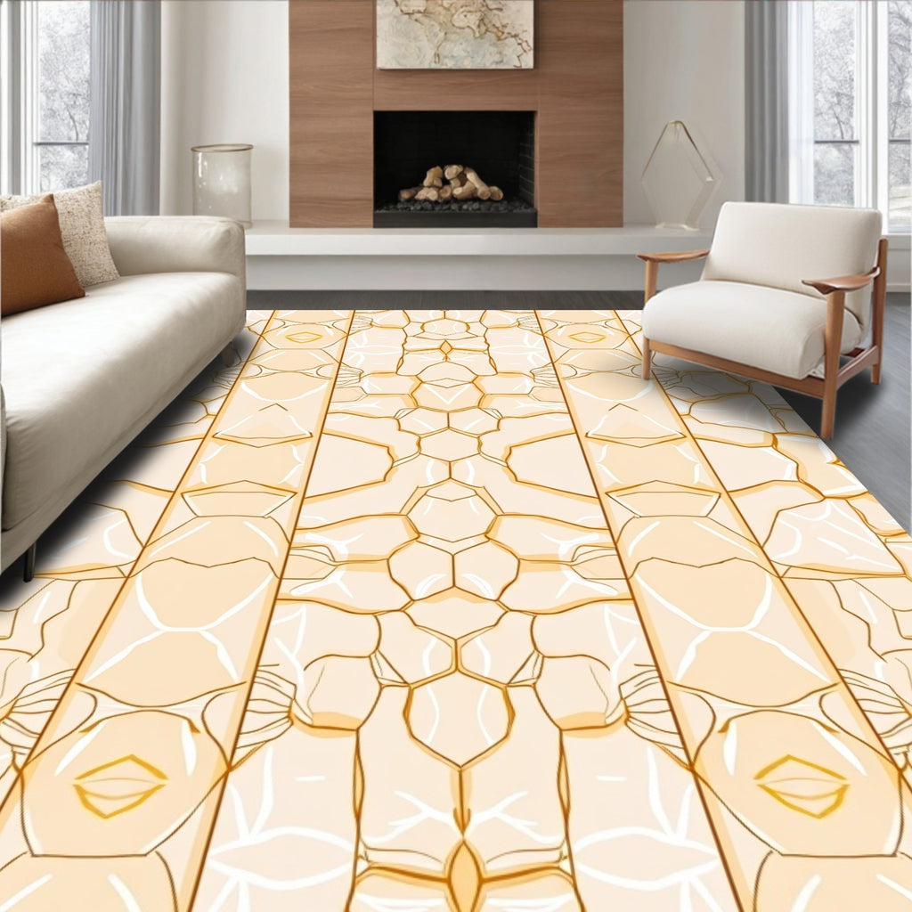 Pale Orange Geometric Honeycomb Pattern Rug