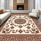 Crimson Floral Medallion Border Rug