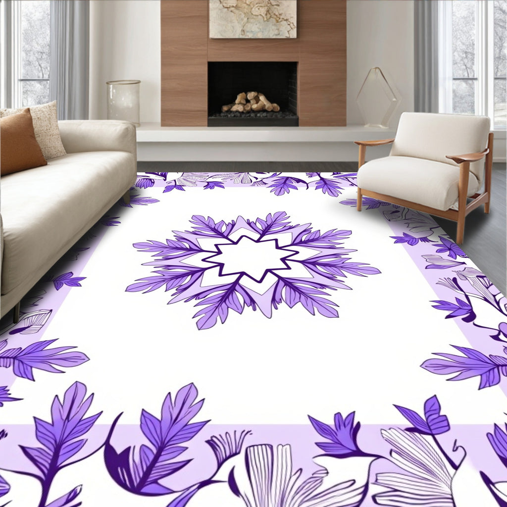 Purple Floral Mandala Pattern Rug