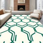 Green Geometric Hexagon Pattern Rug