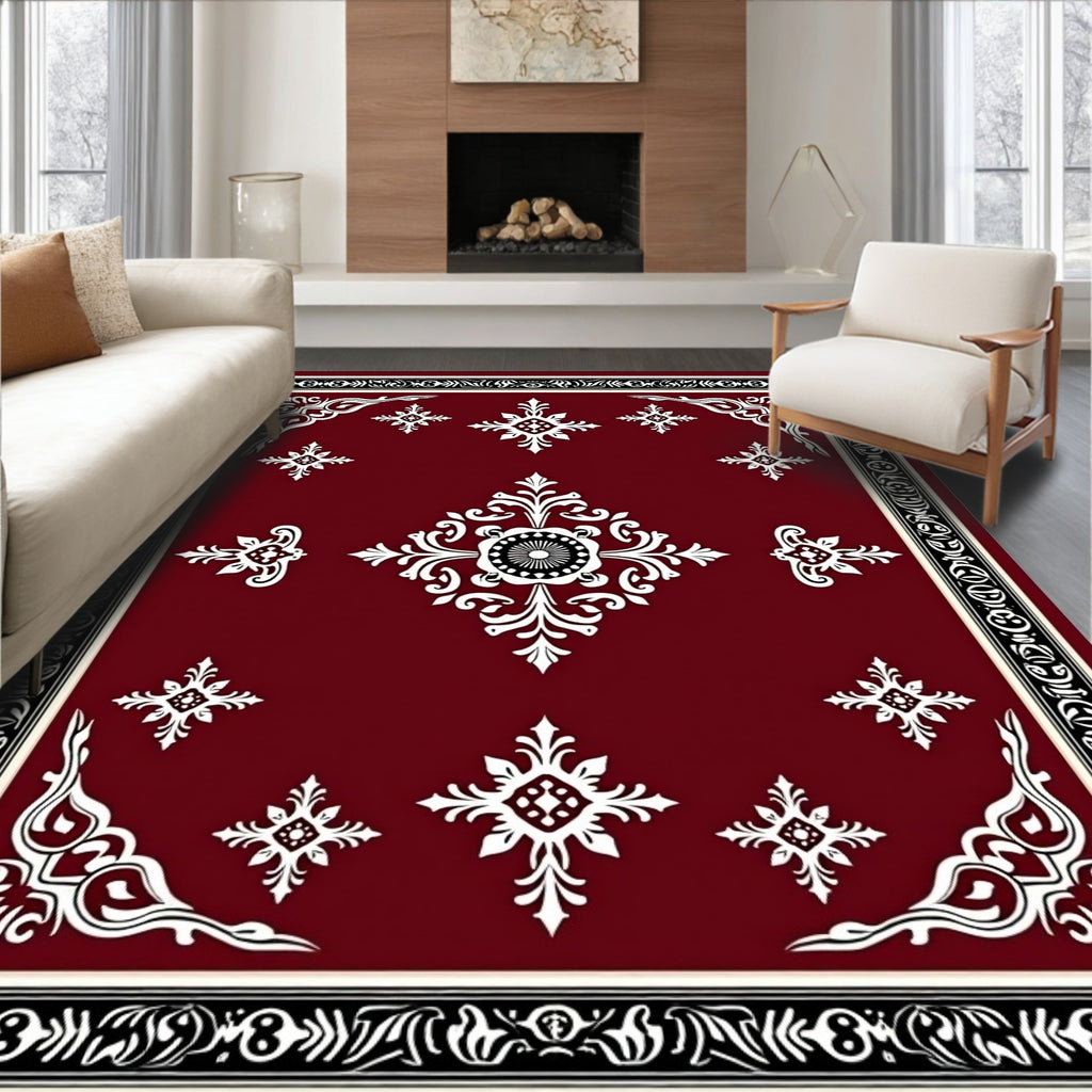 Classic Red Floral Intricate Pattern Rug