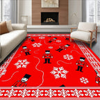 Red Soldier Snowflakes Border Rug