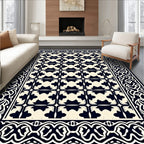 Classic Interlocking Tile Border Pattern Rug