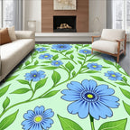 Delicate Blue Floral Vine Pattern Rug