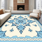 Blue Floral Motif Pattern Rug