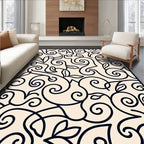 Elegant Swirl and Leaf Pattern Rug