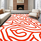 Bold Abstract Red Contour Pattern Rug