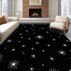 Cosmic Black White Starry Sky Rug