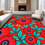 Bold Retro Floral Pattern Design Rug