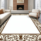 Ornate Floral Vines Cream Brown Rug