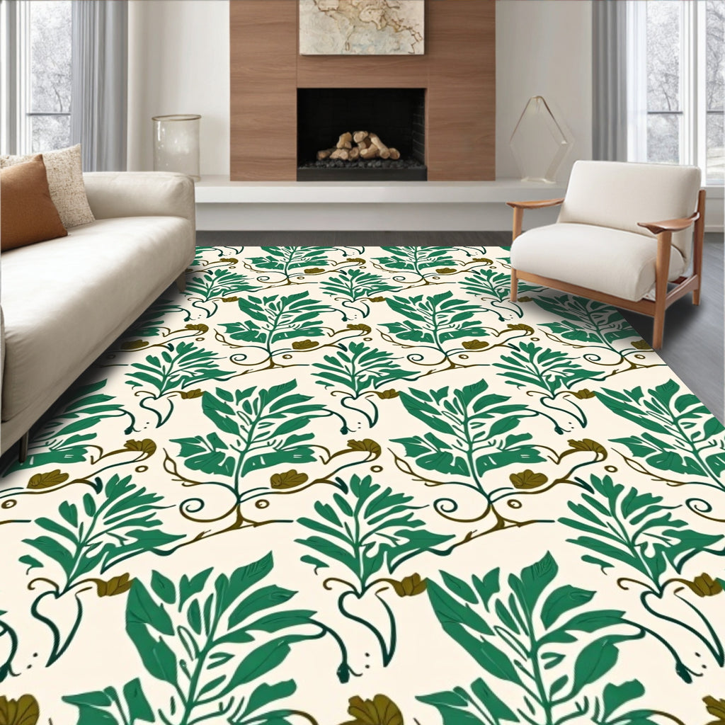 Nature Inspired Leaf Pattern Rug