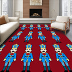 Blue Uniformed Soldiers Repeating Pattern Rug