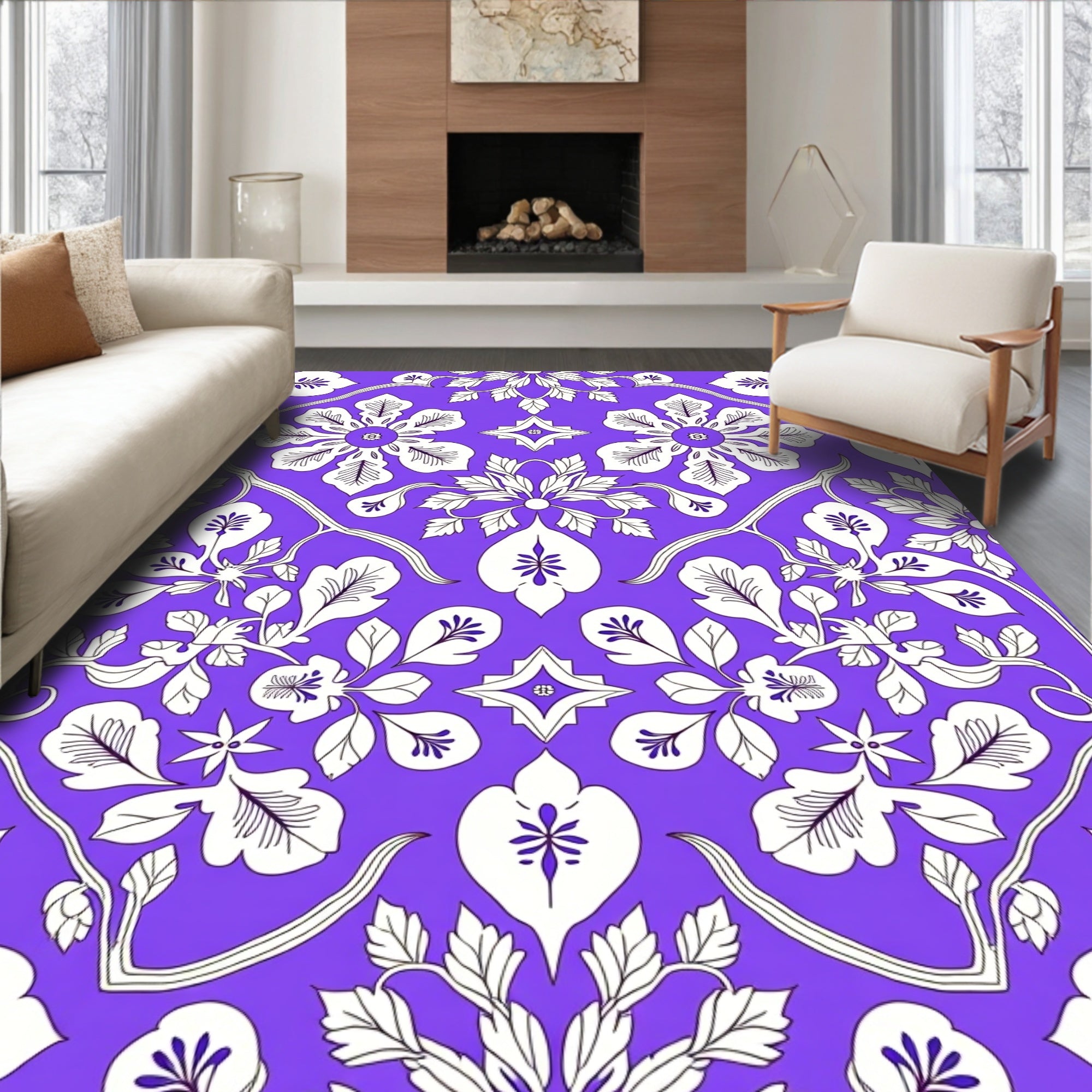 Bold Floral Vine Pattern Rug