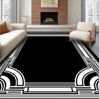 Art Deco Geometric Black and White Frame Rug