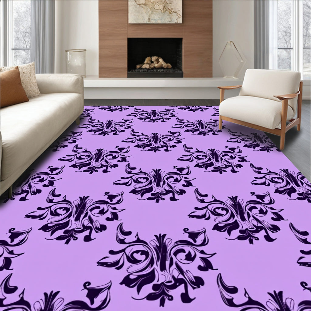 Dark Floral Vintage Damask Pattern Rug