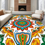 Vibrant Floral Mandala Abstract Design Rug
