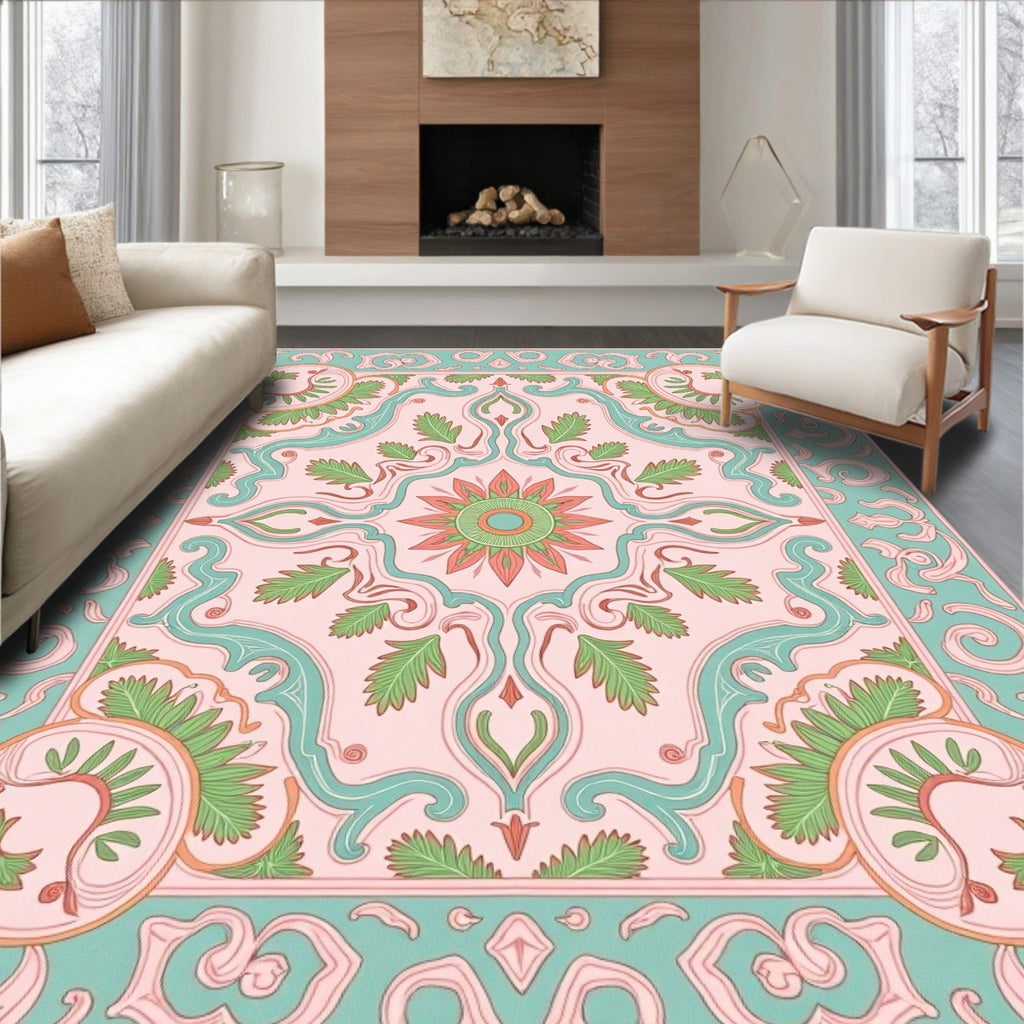 Elegant Floral Swirls Pattern Rug